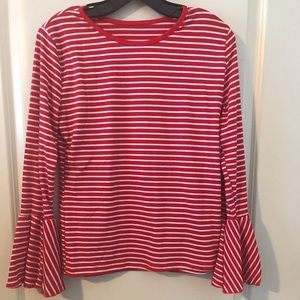 Flare sleeve striped blouse